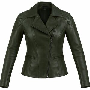 LIKE NEW! Elegant Olive Leather Jacket for Women